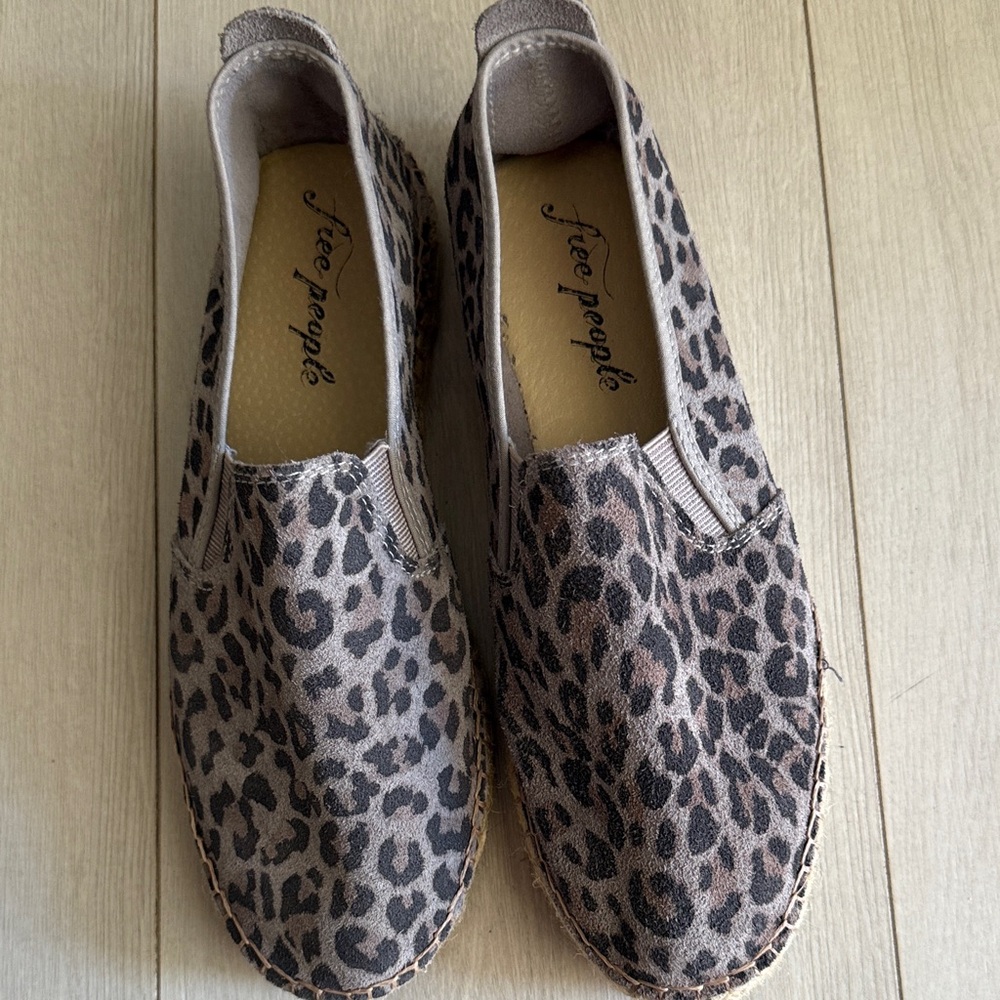 Free People Leopard Print Slip-On Espadrilles - Brown/Black